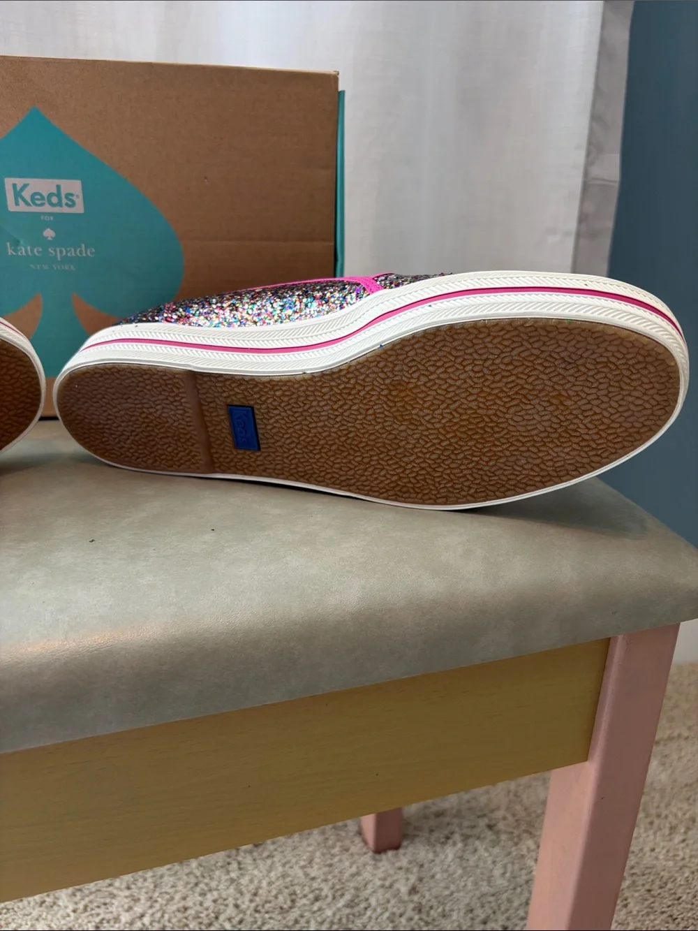 Keds Kate Spade eddition Multicolor Glitter Slip-On Platform Sneakers